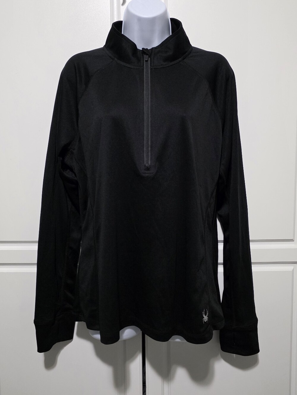 SPYDER Womens Black Performance Top 1/2 Zip Pullover Longsleeve Lightweight